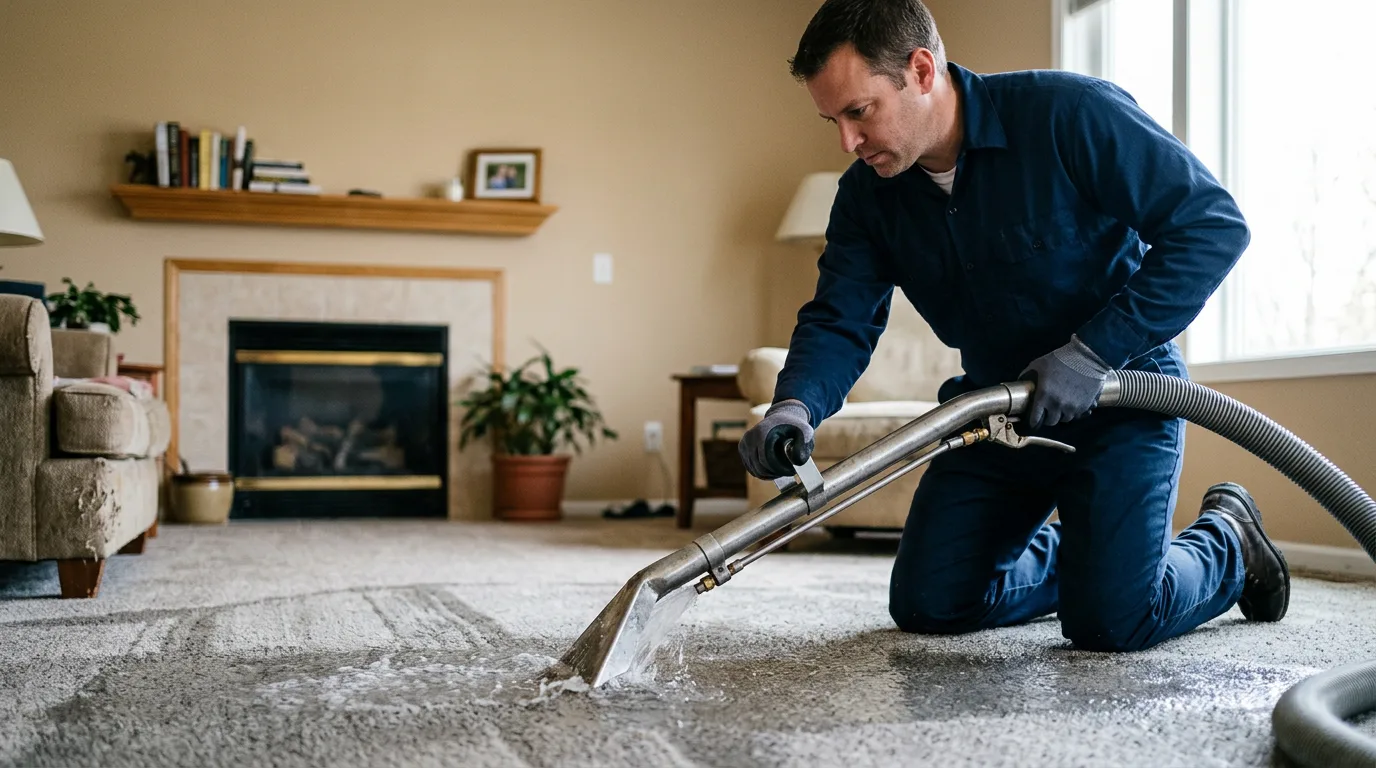 Water damage restoration technician working near Naperville, IL